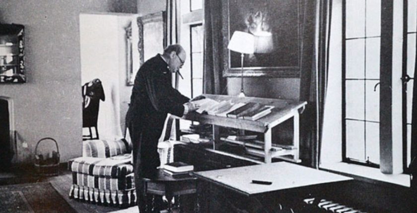 Churchill at his writing desk