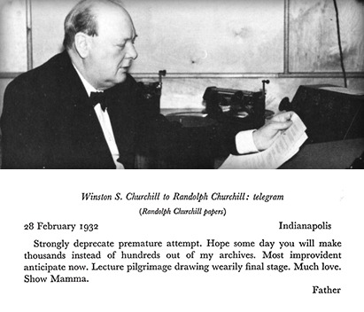 Winston Churchill reading letters.