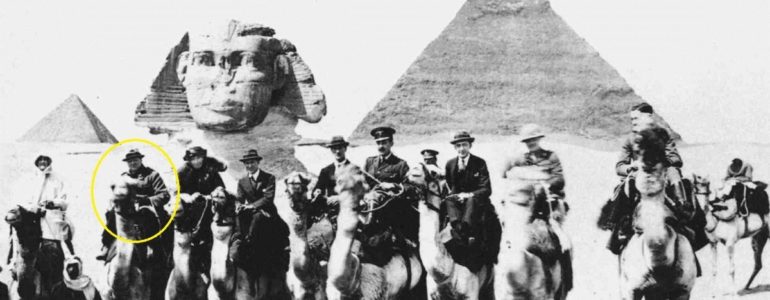 Churchill in front of the Pyramids