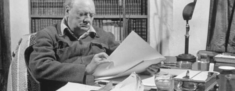 Churchill proofing his war memoirs