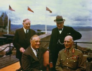Canadian Prime Minister Mackenzie King, Roosevelt, Churchill, and Canadian Governor-General The Earl of Athlone