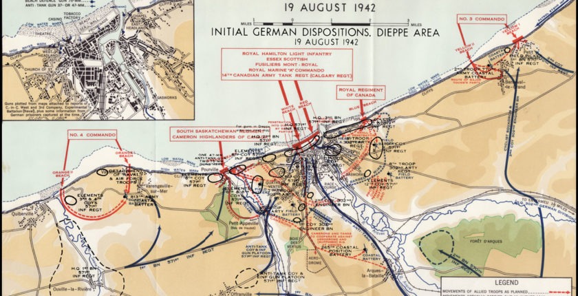 Map of the Dieppe Operation