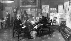 Fisher and Churchill in WSC's room at the Admiralty