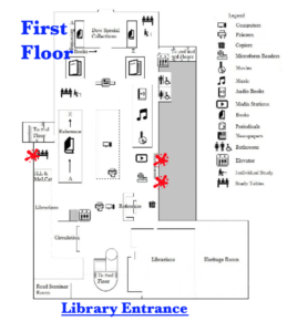 Mossey Library First Floor Lithograph Location Map