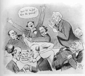 “Awful Scene of Gloom and Dejection”: The Liberal Cabinet in “Punch” after the House of Lords referred Lloyd George’s 1909 budget to the country political cartoon