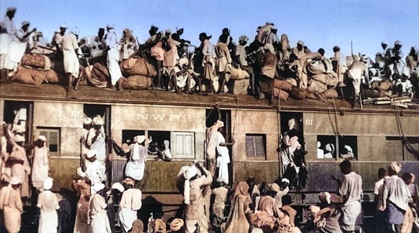 Indians crowded in and around train car