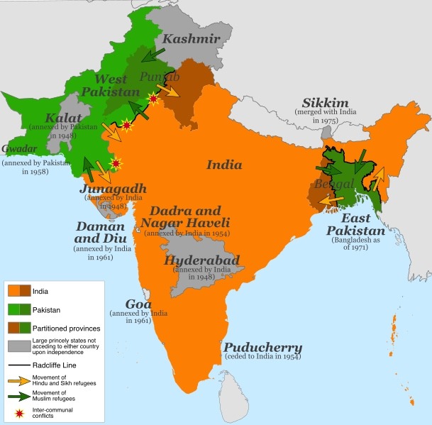Map of the partition of India